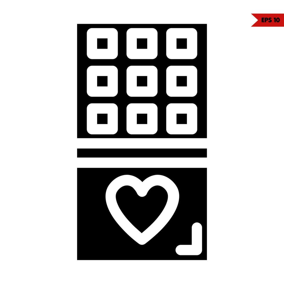 love in package with chocolate in package glyph icon vector