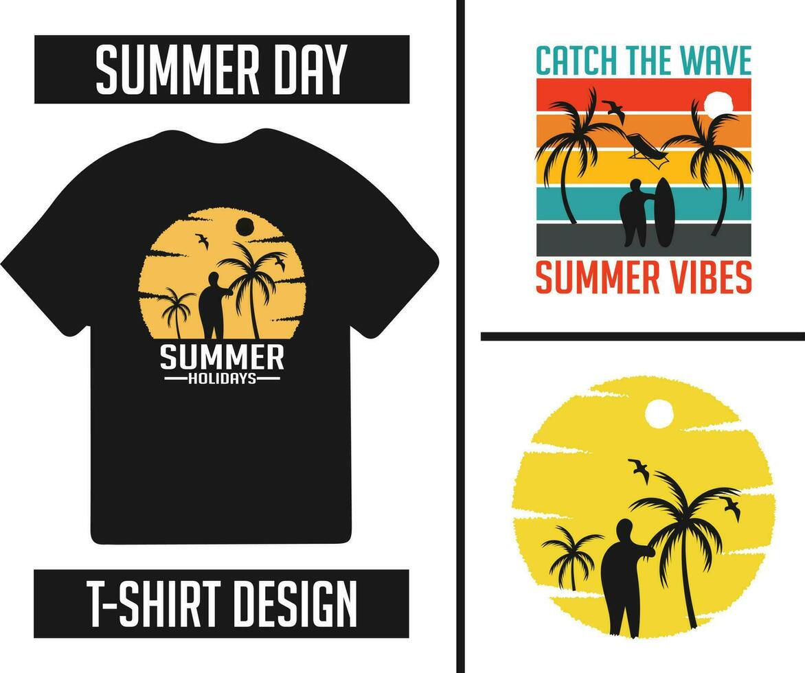 Summer t-shirt bundle design ready for print vector