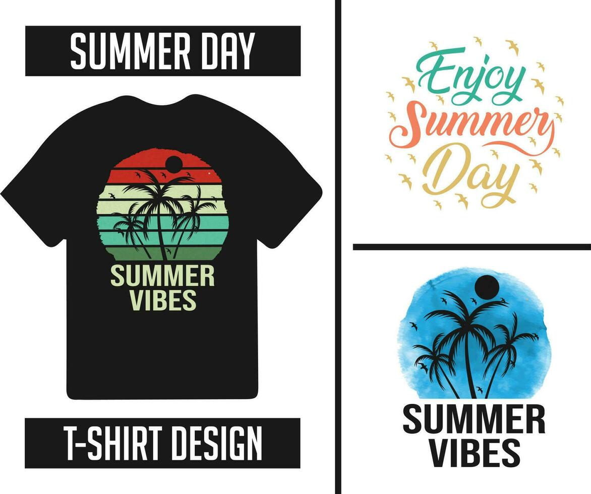 verano camiseta haz diseño Listo para impresión vector
