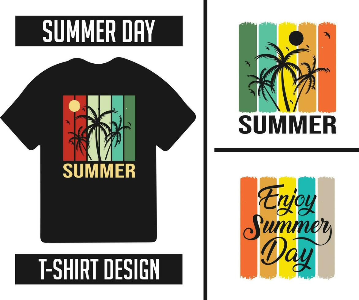 Summer t-shirt bundle design ready for print vector