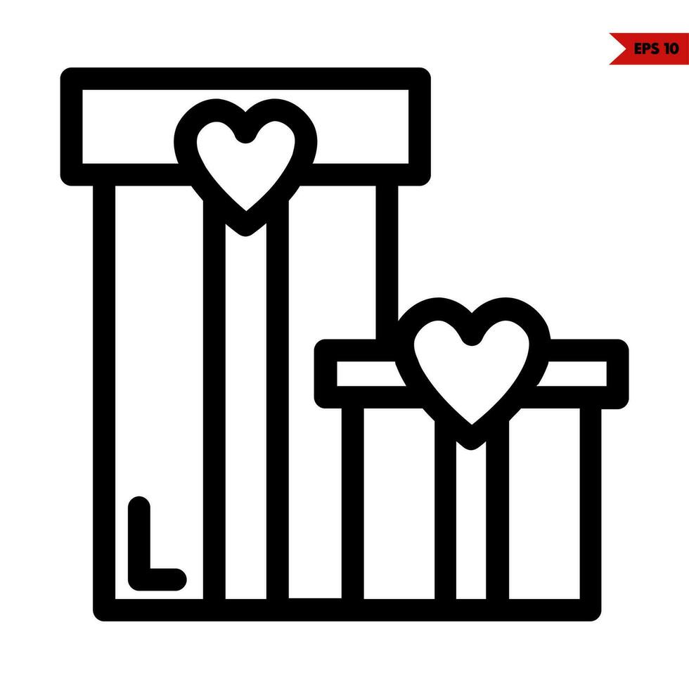 love in gift box line icon vector