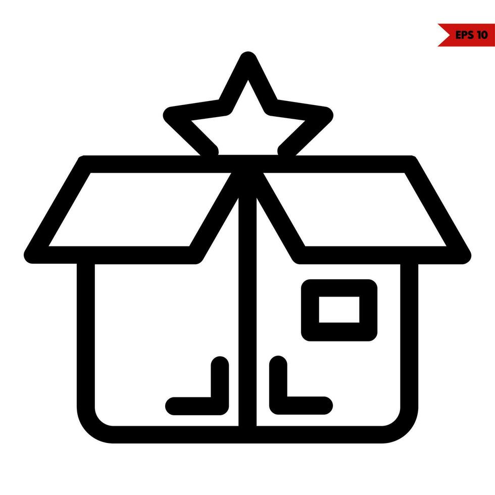 star in box line icon vector