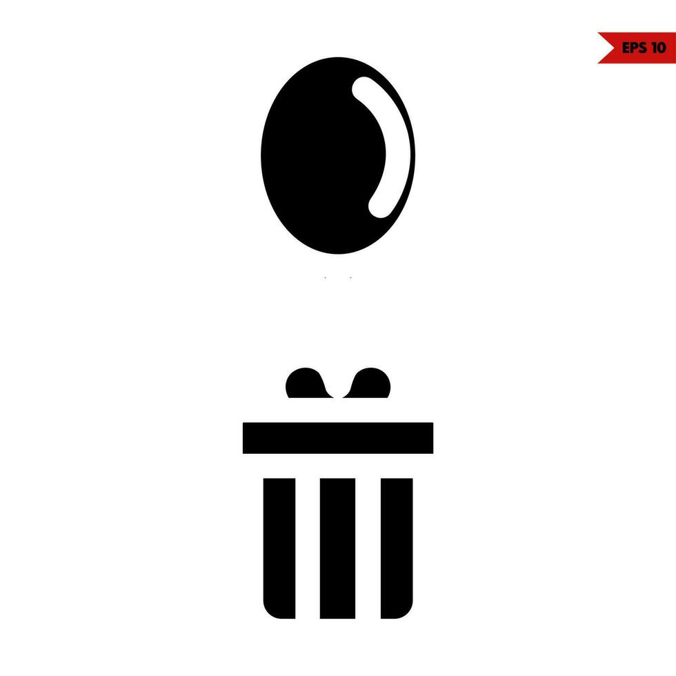 gift box with balloon glyph icon vector