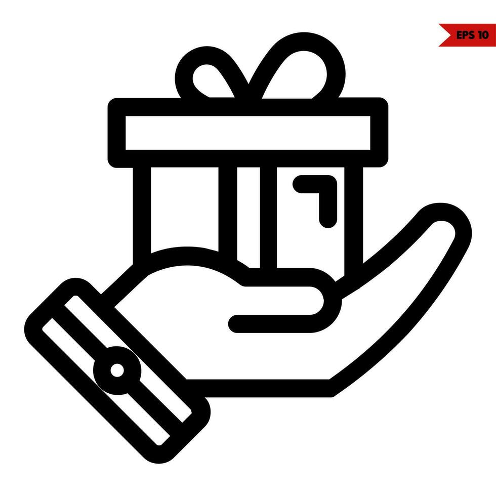 gift box in hand line icon vector