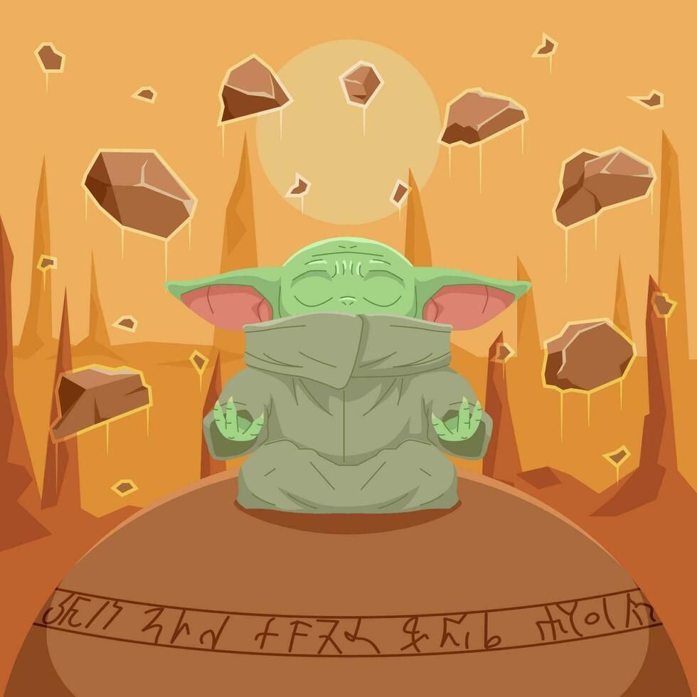 Cute Alien Baby with Telekinetic Power Concept vector