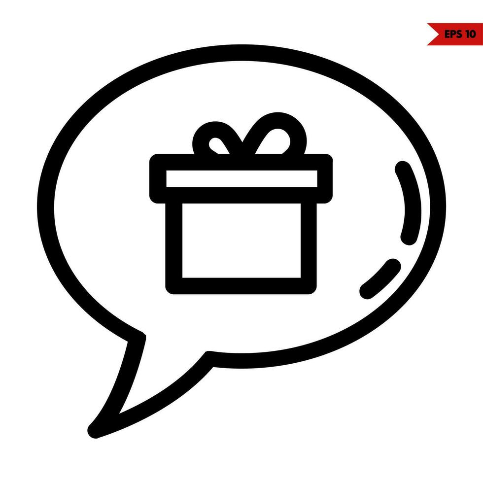 gift box in speech bubble line icon vector