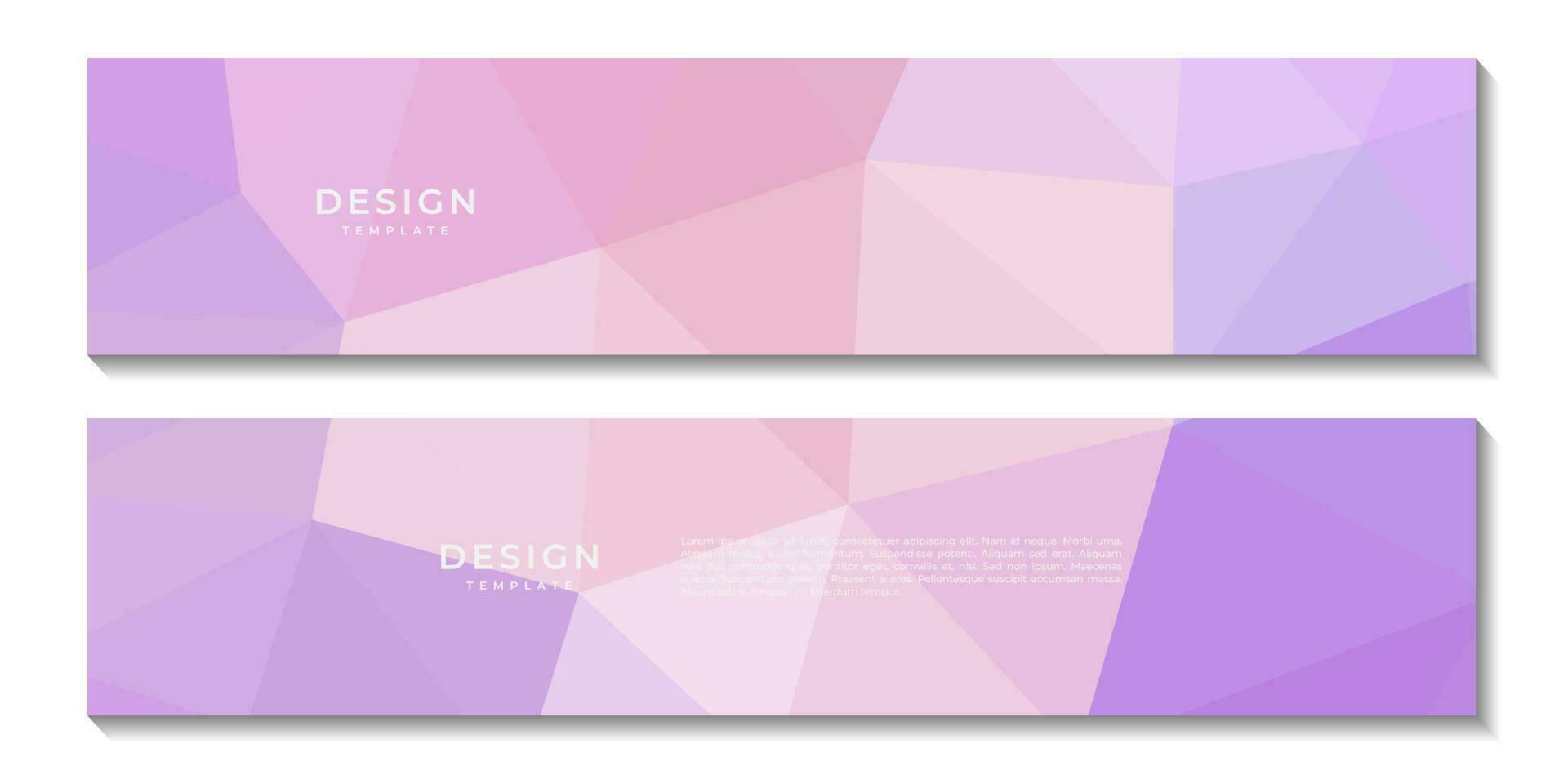 set of social media banner template with abstract geometric pink and purple background with triangles shape vector