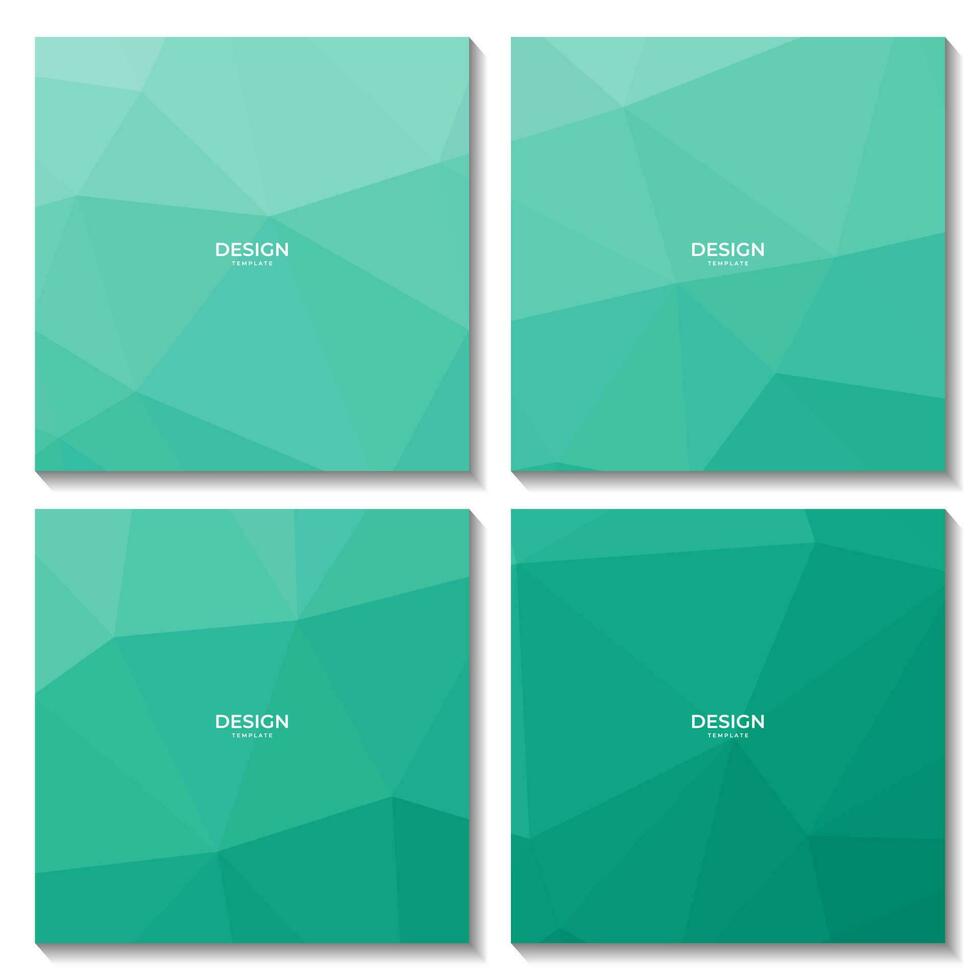 set of squares template with abstract triangles green background. vector illustration.