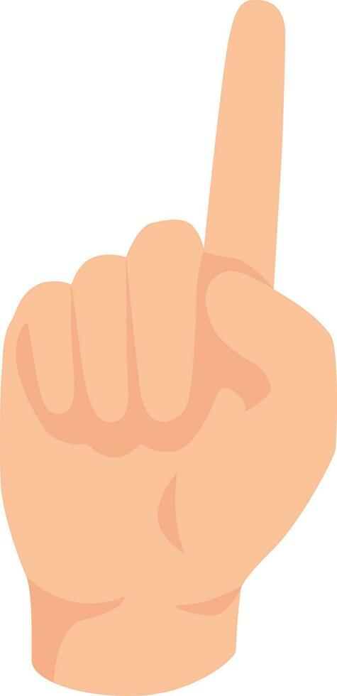 One finger up symbol, hand and arm vector
