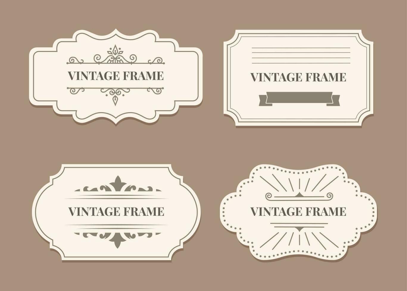 Vintage decorative labels, retro stickers emblem set vector