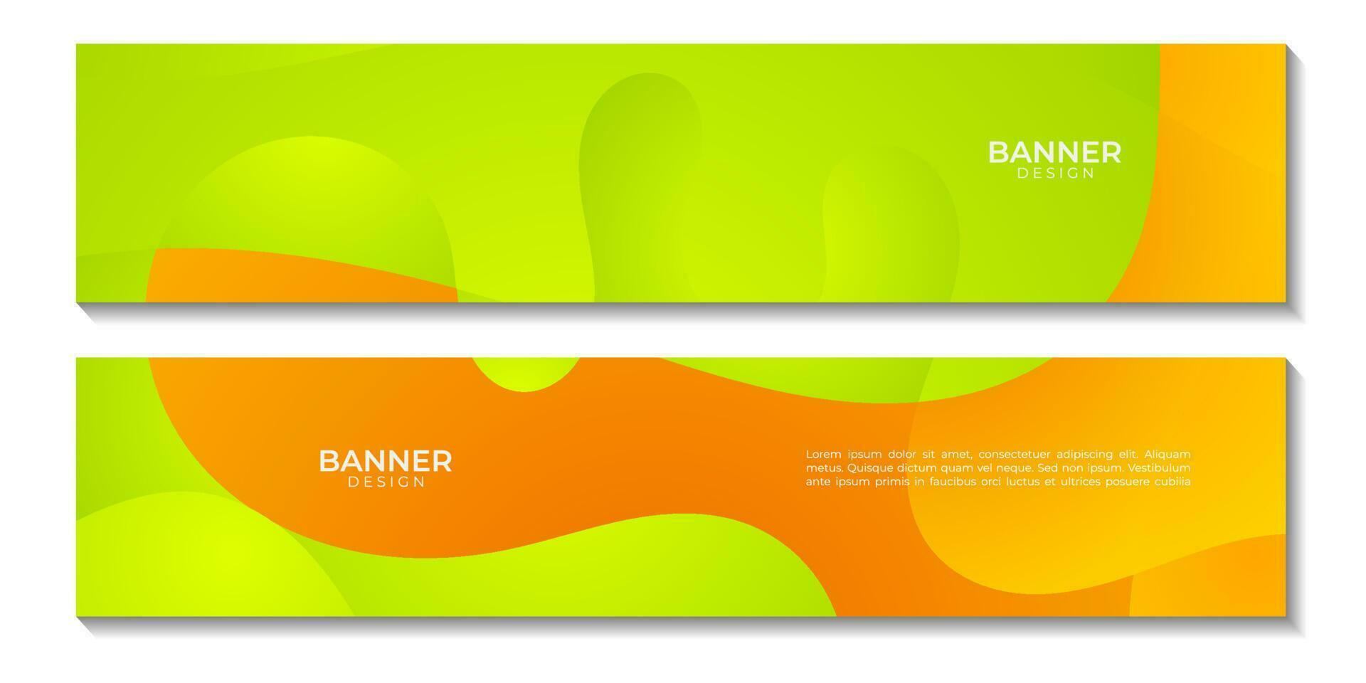 abstract banners green and orange colorful gradient fluid wave modern background for business vector