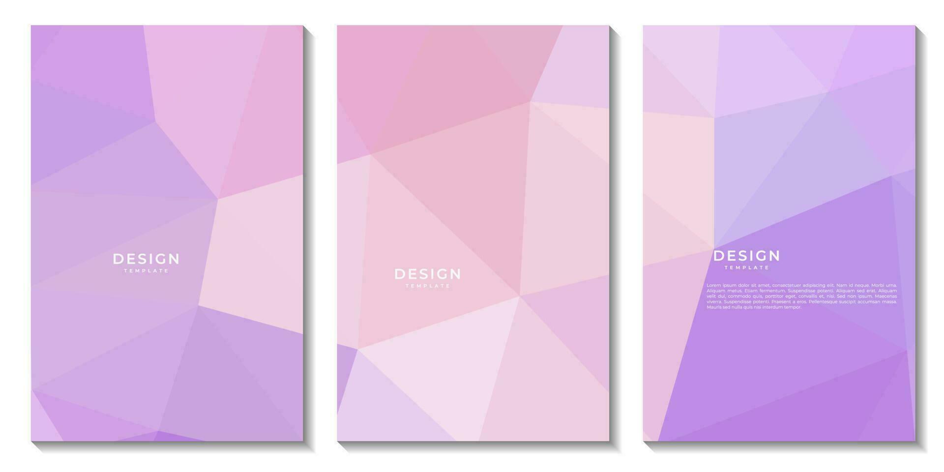 set of flyers template with abstract geometric pink and purple background with triangles shape vector