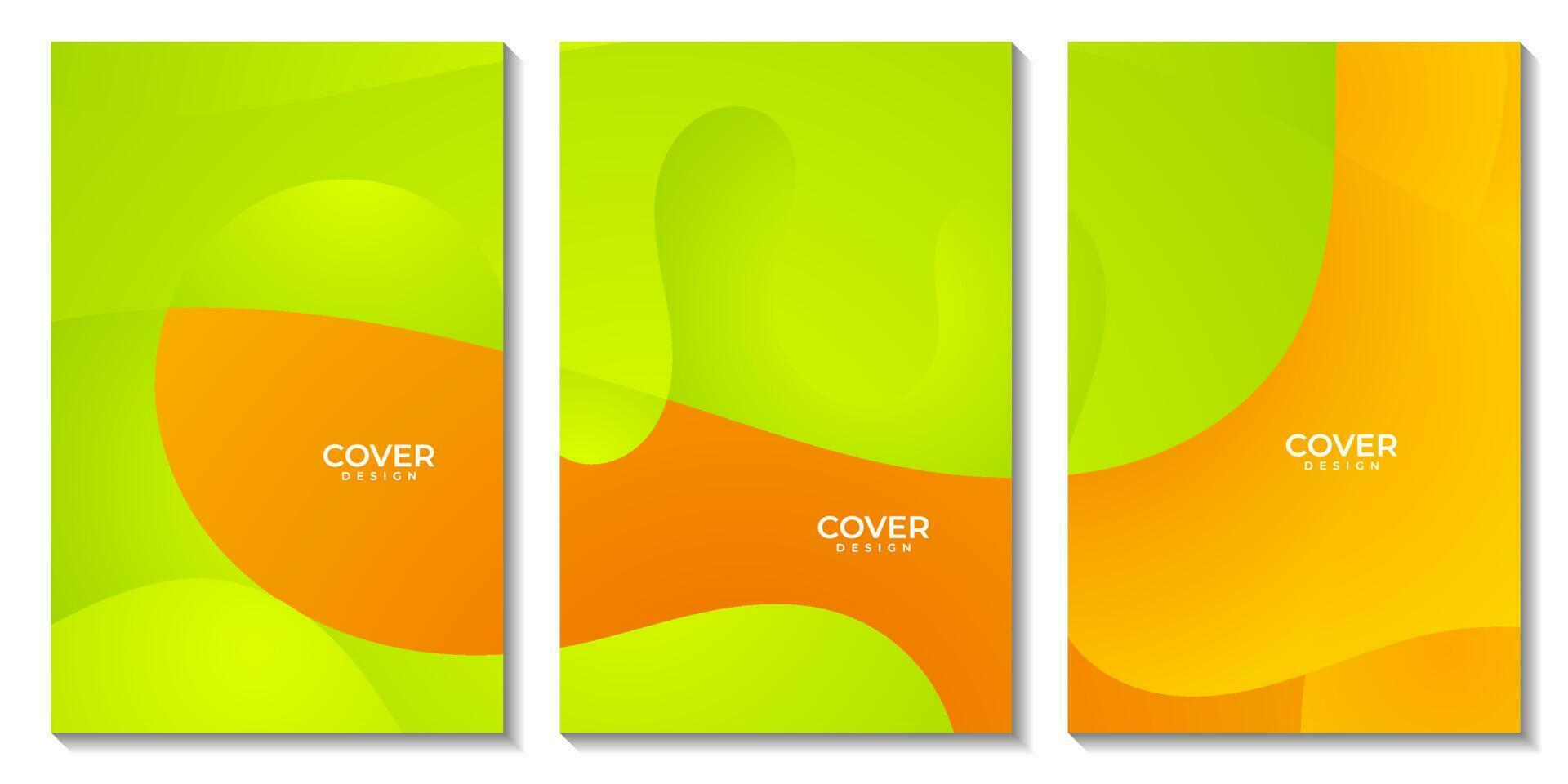 abstract flyers green and orange colorful gradient fluid wave modern background for business vector