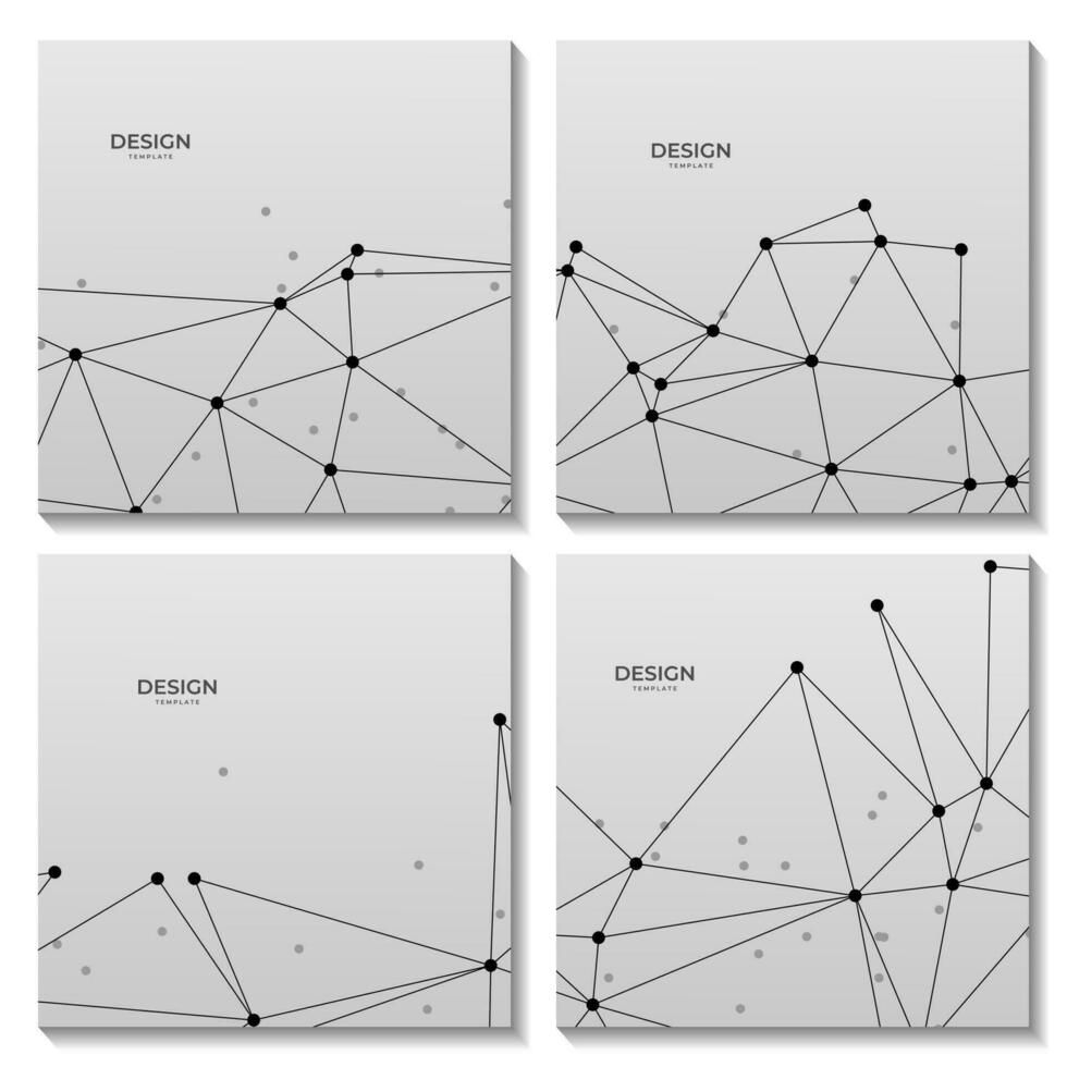 set of squares template with abstract background with connected dots vector