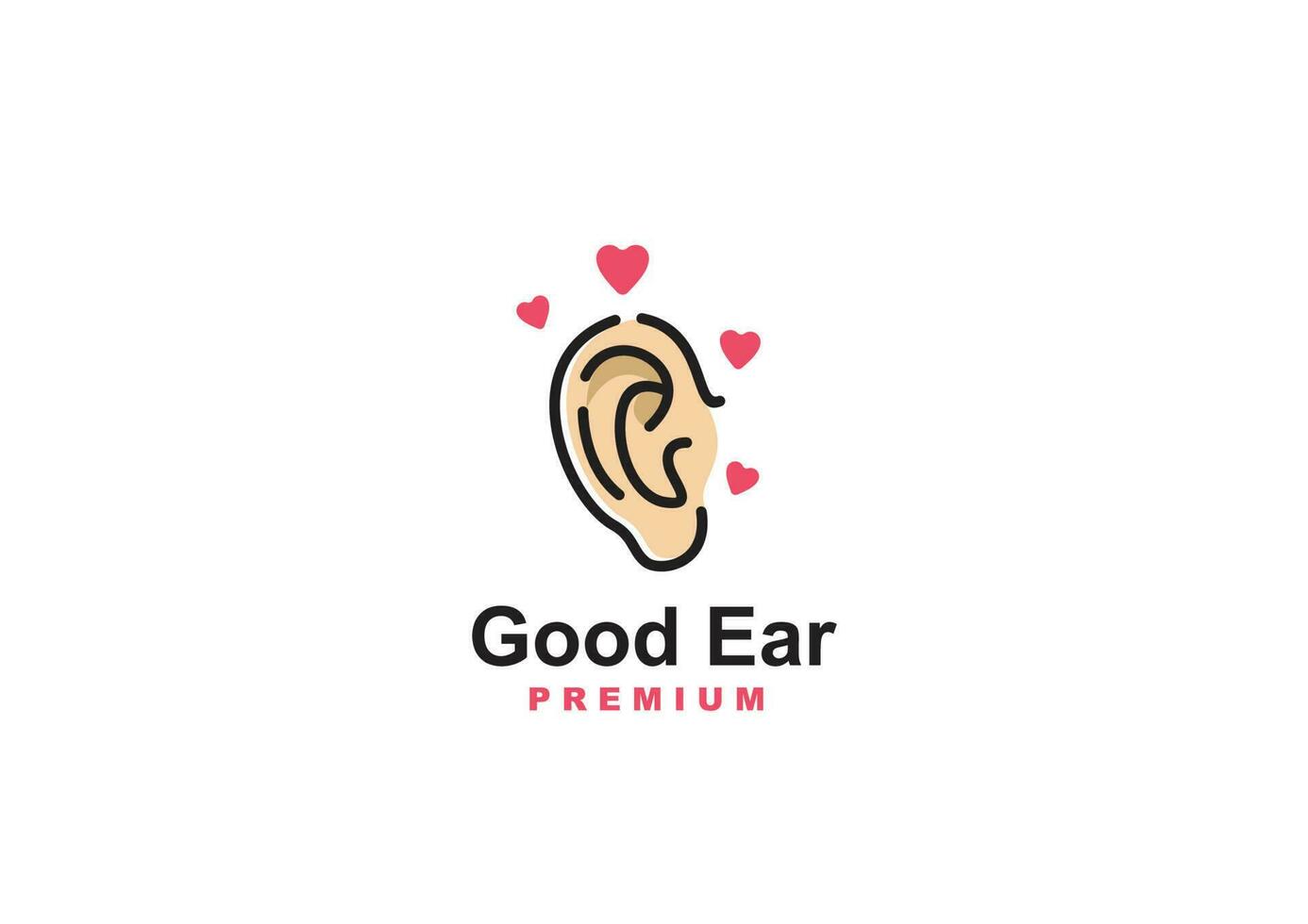 cute ear logo vector icon illustration with love