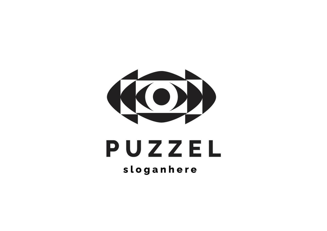 eye logo vector icon illustration with black and white puzzle