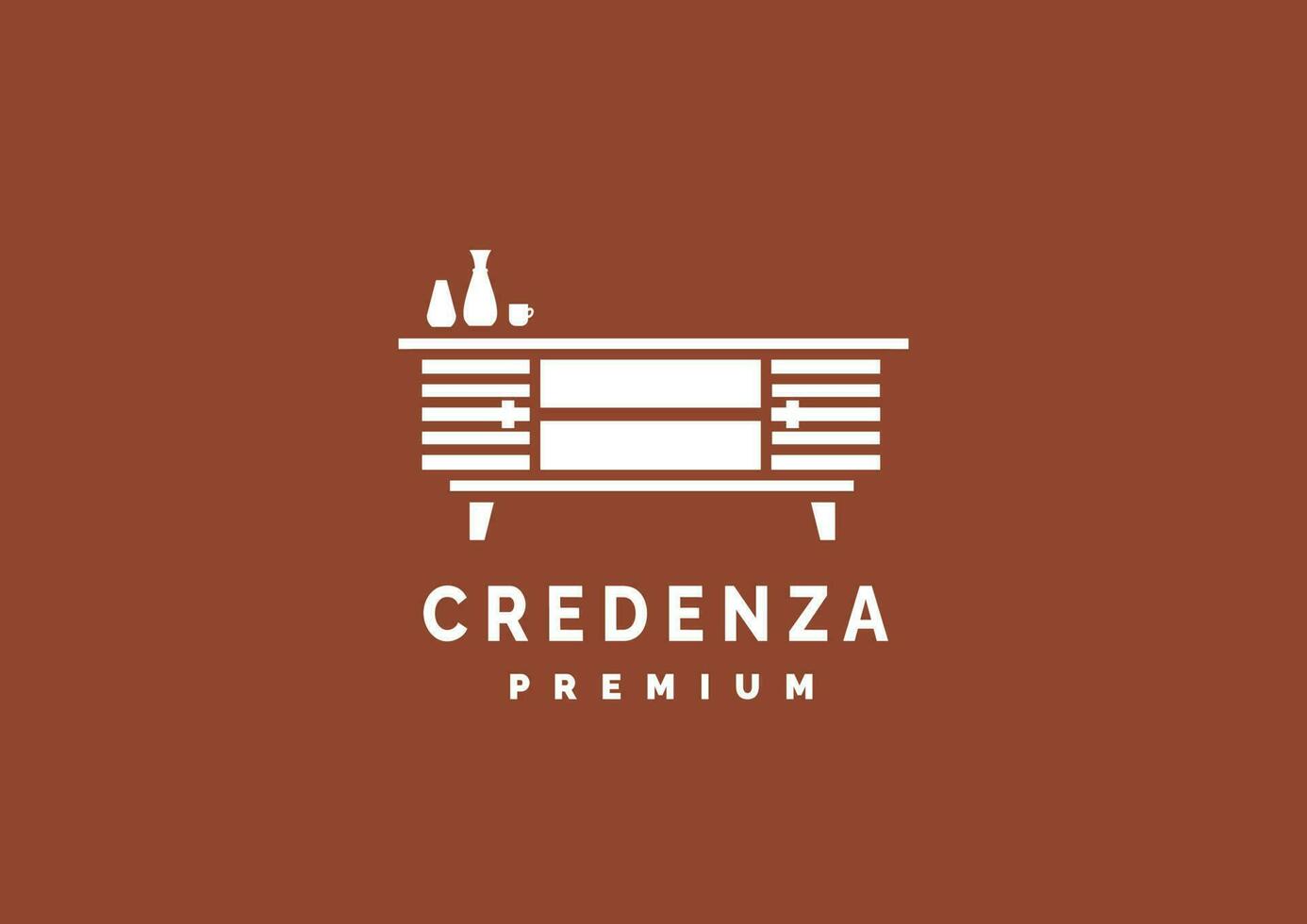 credenza hogar mueble logo moderno vector icono ilustración