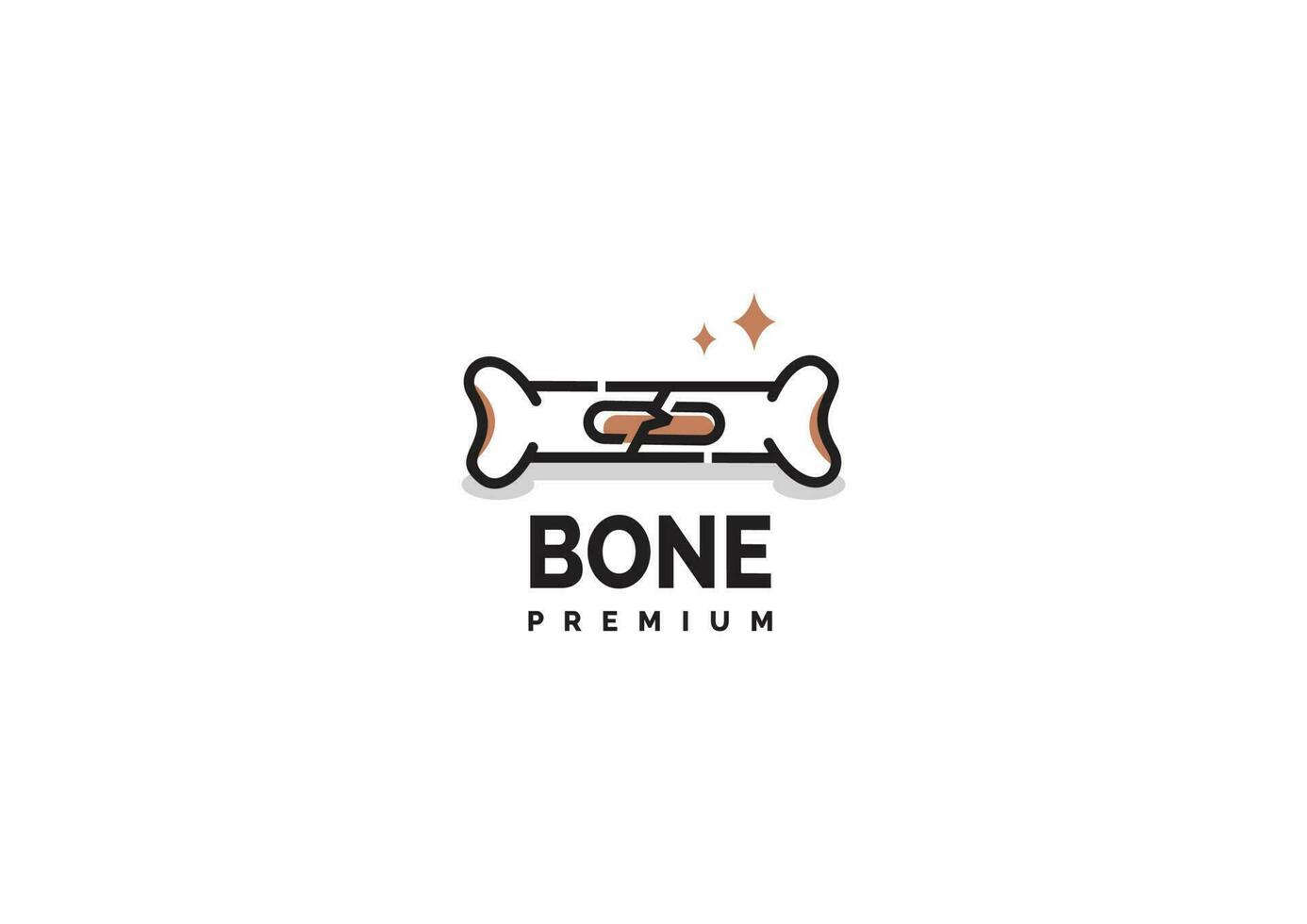 cute bone logo vector icon illustration with crack in the middle