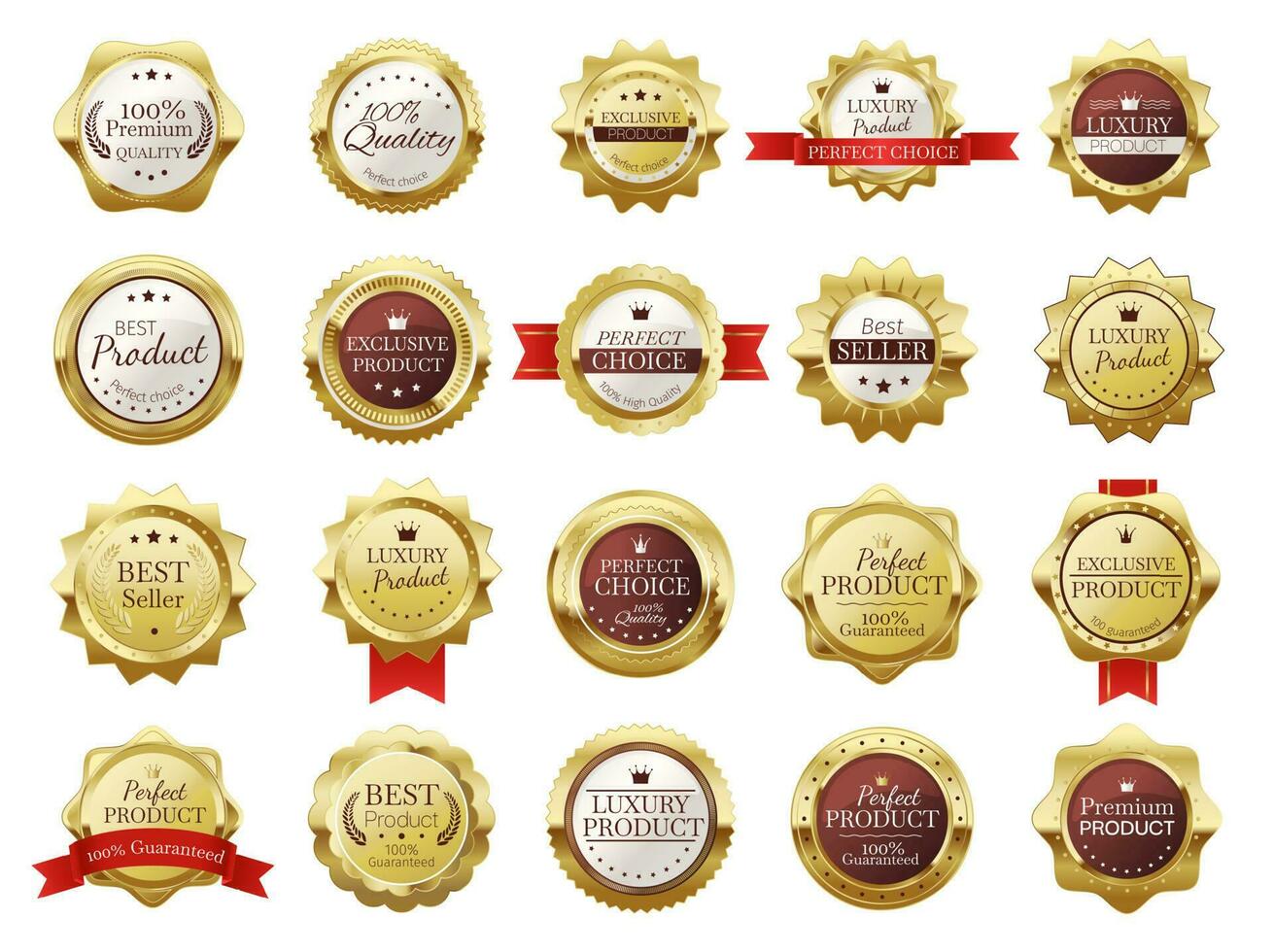 Premium quality emblems. Luxury exclusive product seal label for retail shop. Best seller golden medal vector
