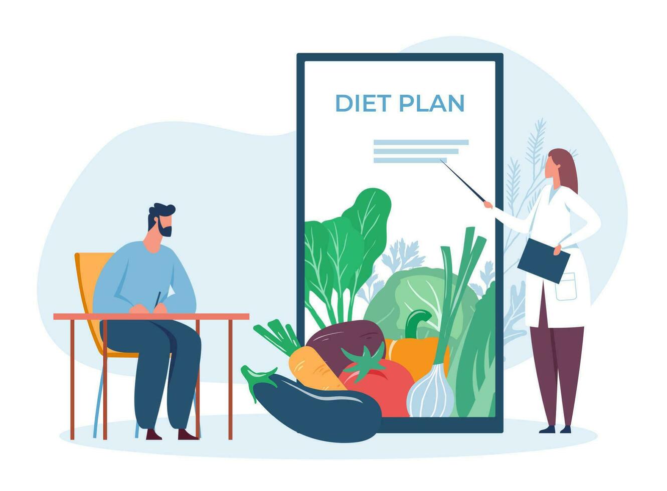 Diet plan online, dietitian give advice to get fit vector