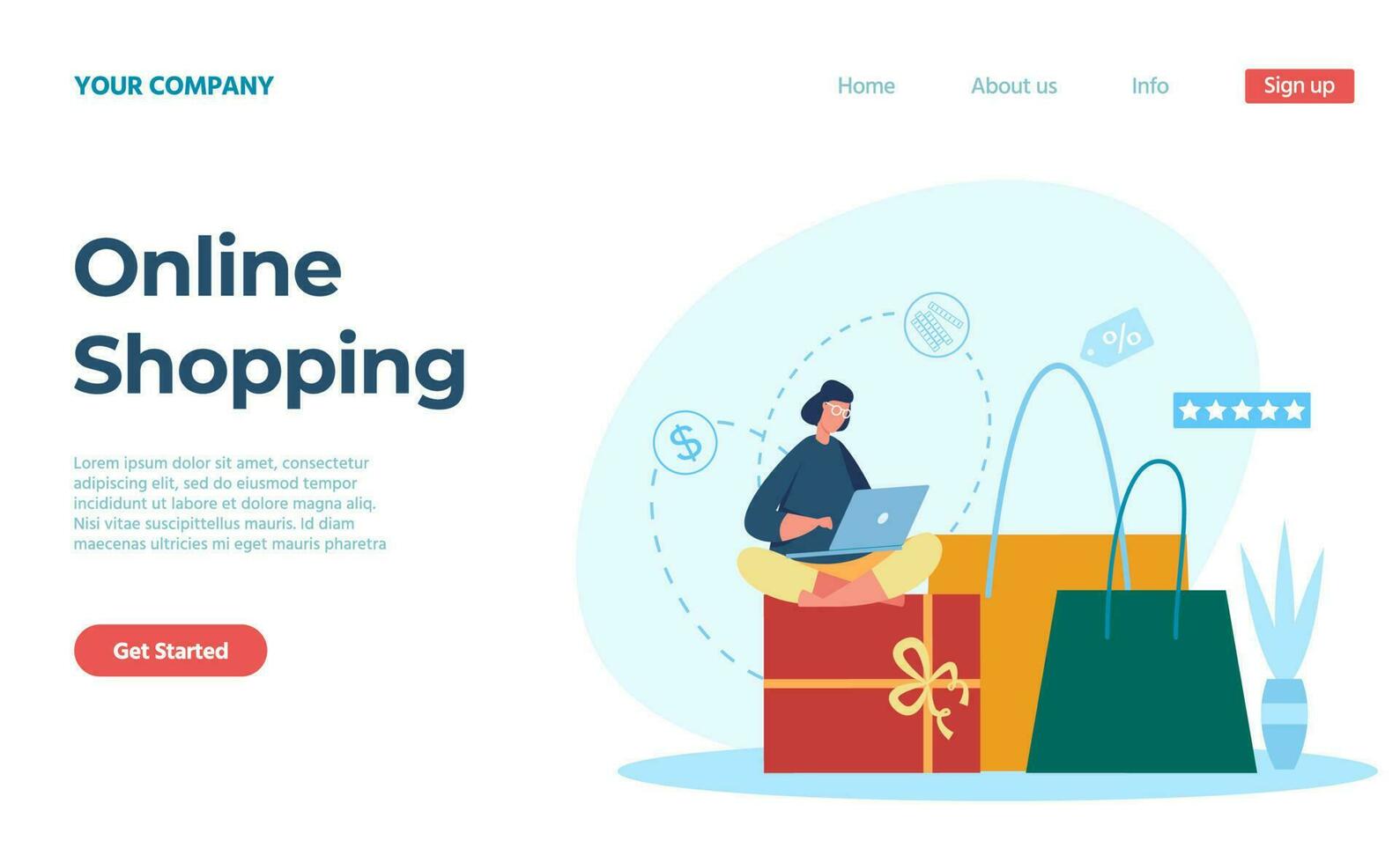 Online shopping landing page, buy clothes and other vector