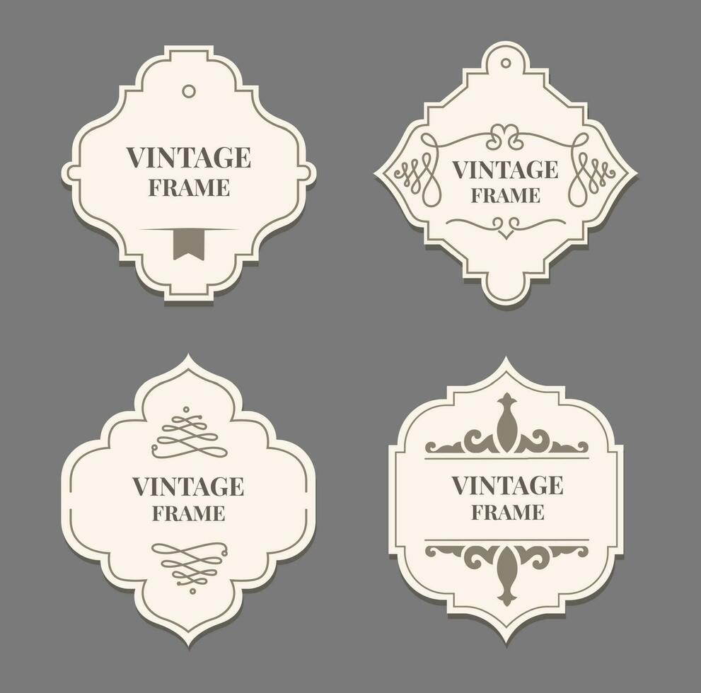 Old fashioned ornate labels stickers or vintage frame vector