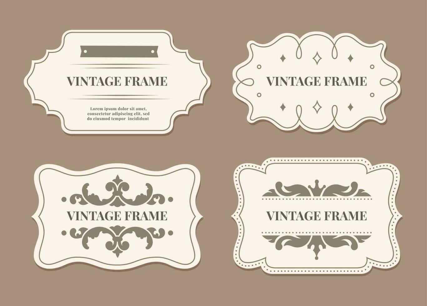 Decorative labels set, vintage frame textile collection vector