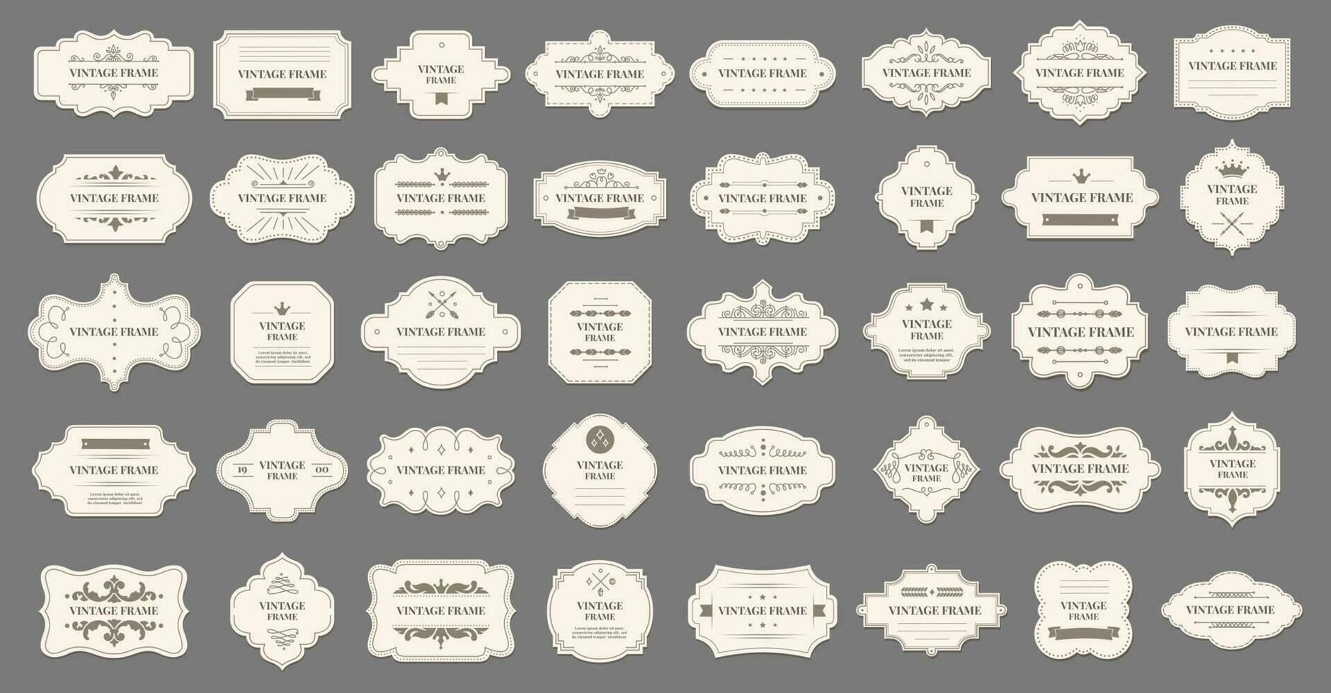 Set of ornamental label vintage frames, form and shape vector