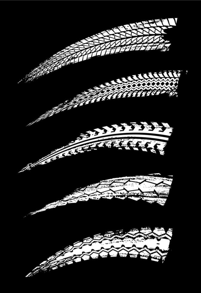 Car tire print, motorcycle wheel skid marks vector