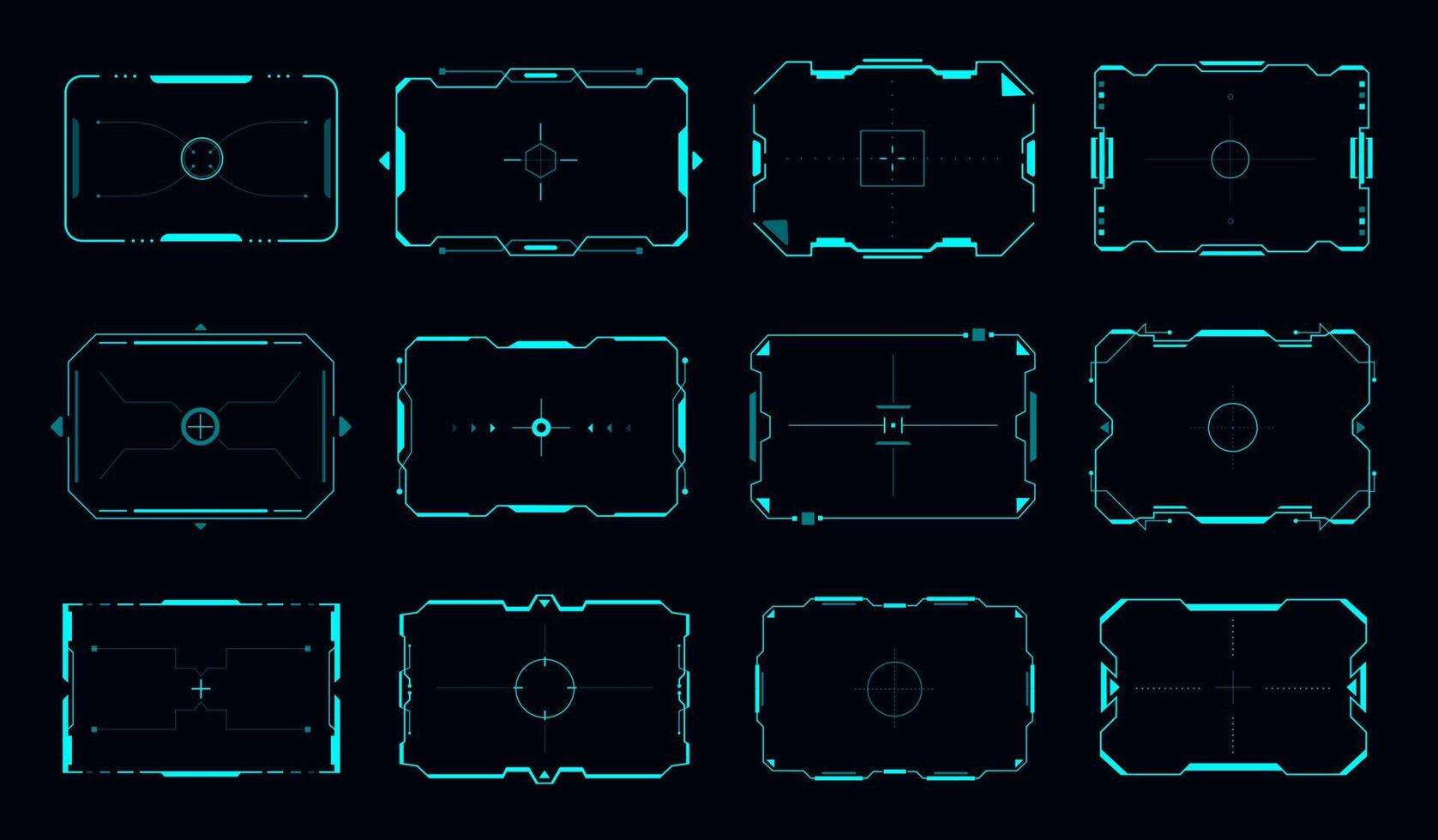 HUD target frames and aim control panel borders vector