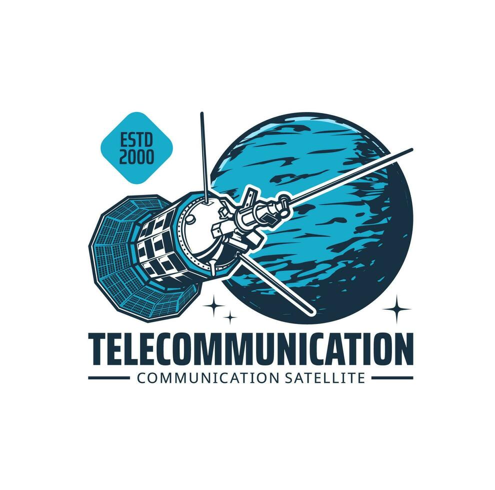 Telecommunication satellite isolated vector icon