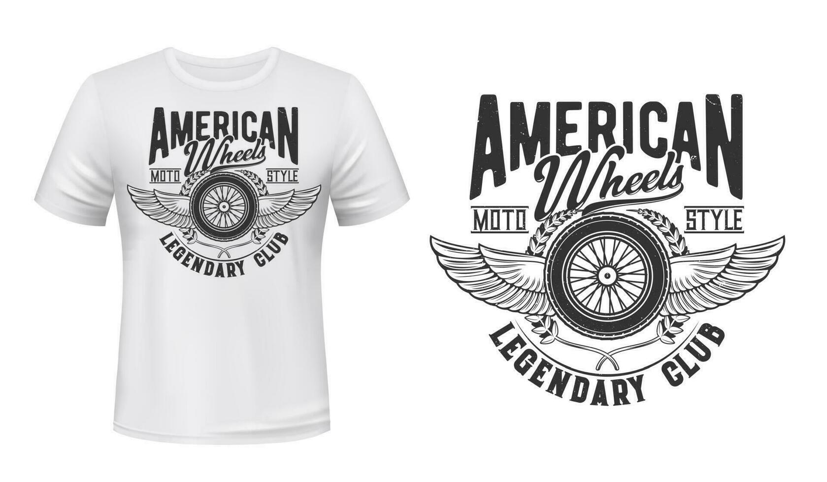 Winged wheel with laurel wreath t-shirt print vector