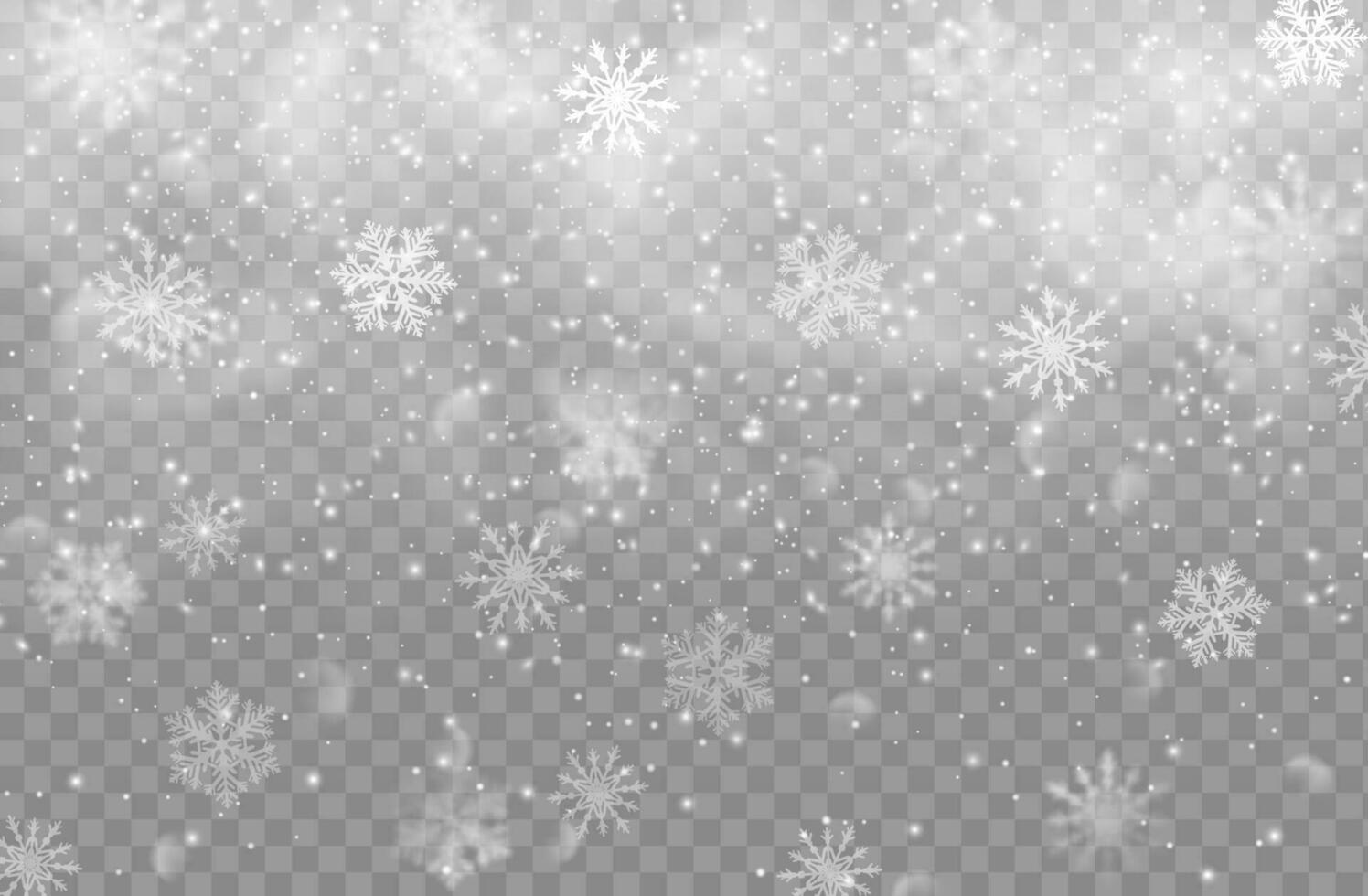 Winter snowfall with snowflakes vector background