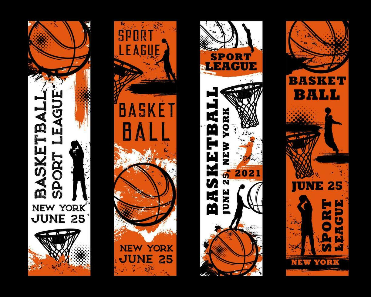 baloncesto o streetball torneo sucio carteles vector