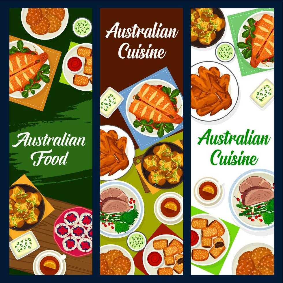 australiano cocina vector Australia comida pancartas