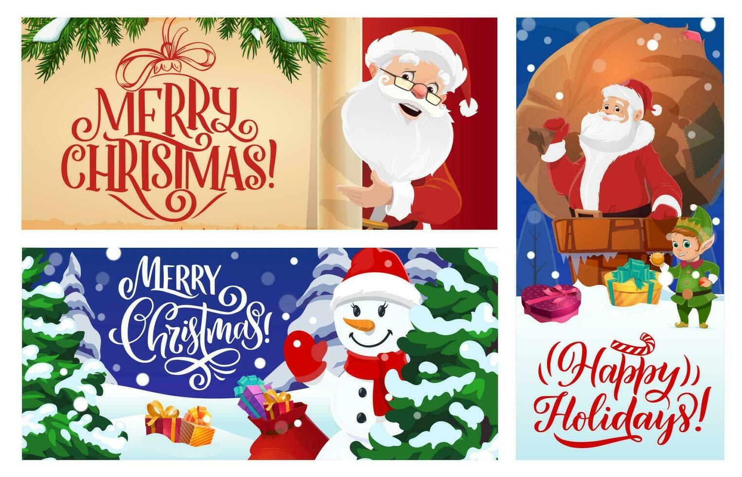 Merry Christmas greeting cards or vector posters