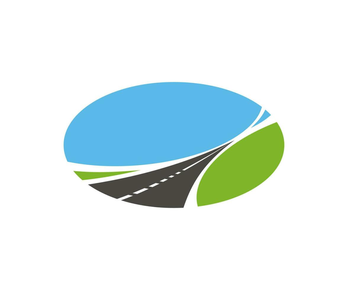 Pathway, highway vector icon. Tapering paved road