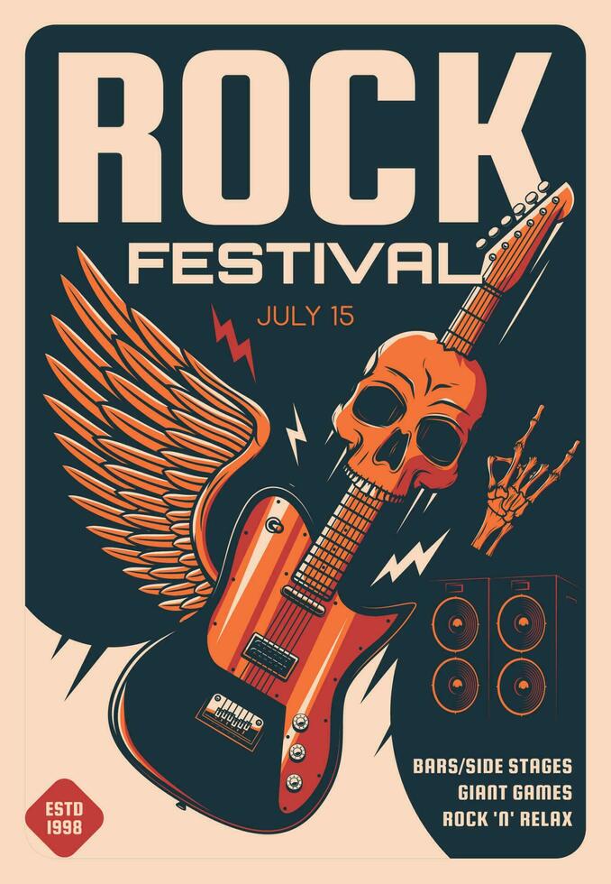 Rock festival of heavy music poster vector
