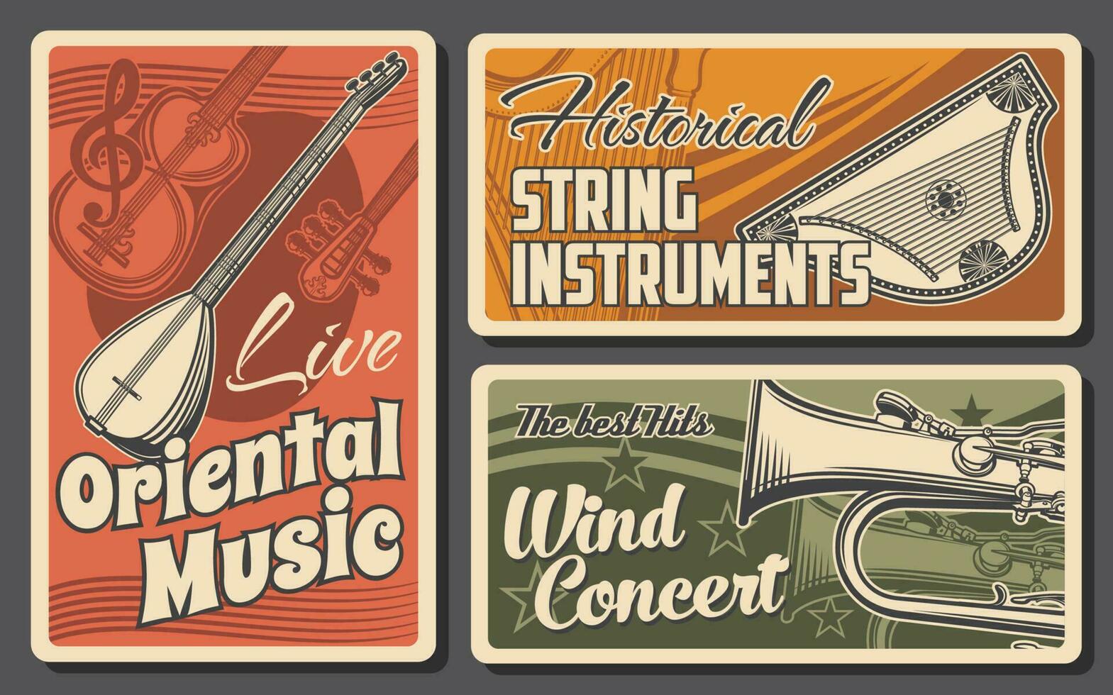 musical instrumentos de clásico y oriental música vector