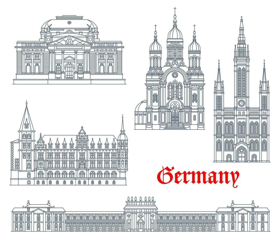 Alemania puntos de referencia arquitectura, alemán Wiesbaden vector