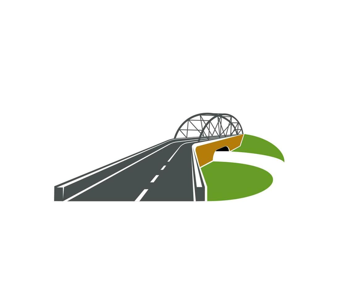 Speedway road with bridge overpass vector icon