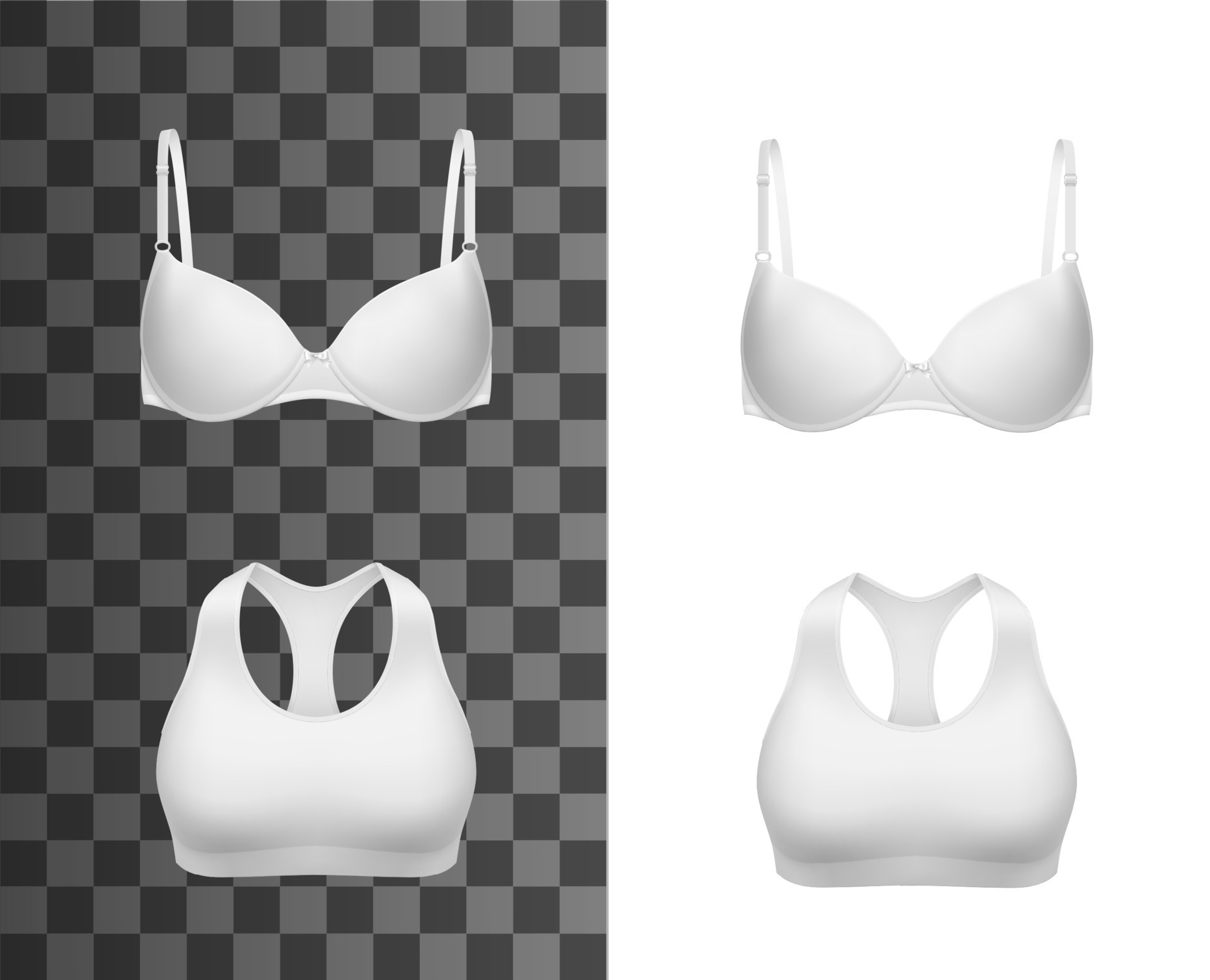 Woman bra realistic mockup, 3d clothes, underwear vector