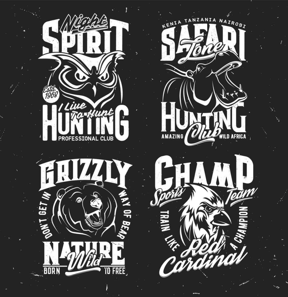 safari caza, deporte equipo camiseta vector impresión