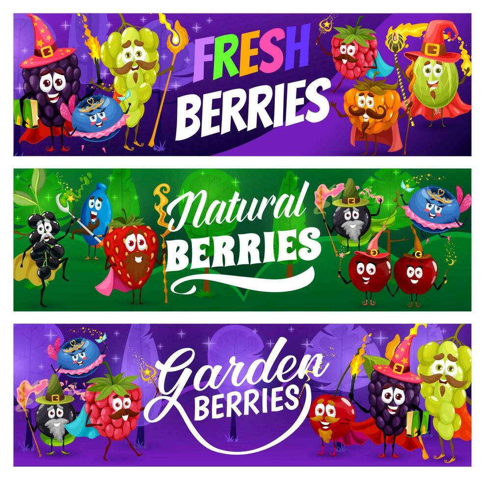 Cartoon funny berry wizard, warlock, witch, mage vector