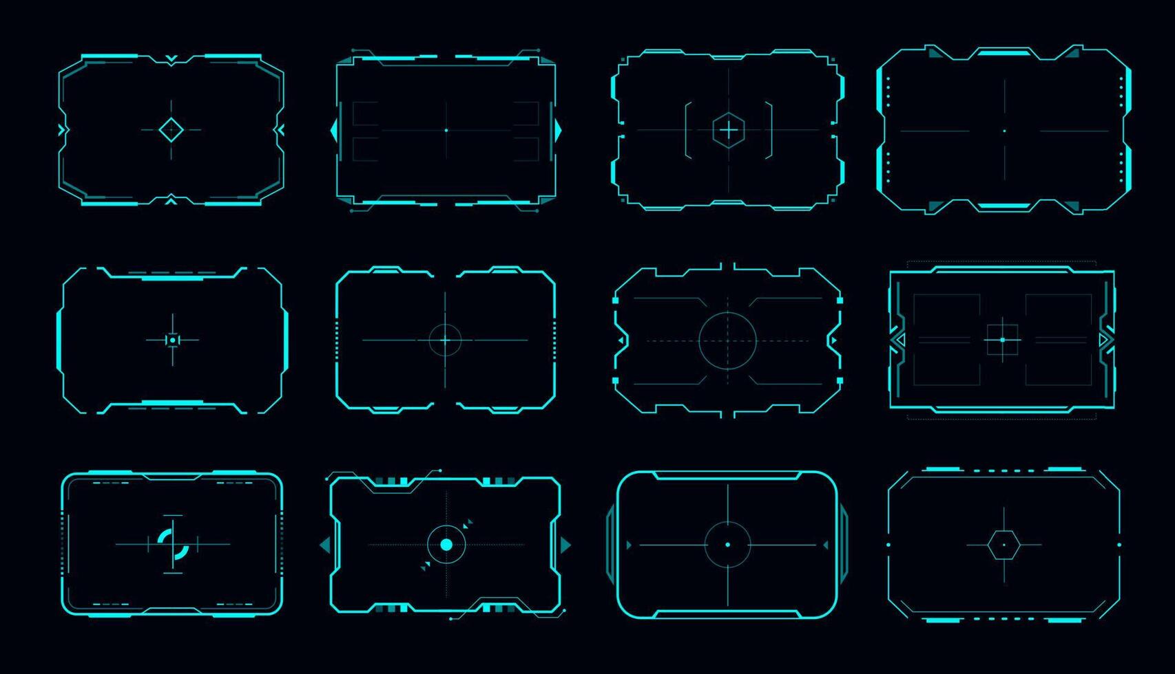 HUD frames of aim control panel and target screen vector