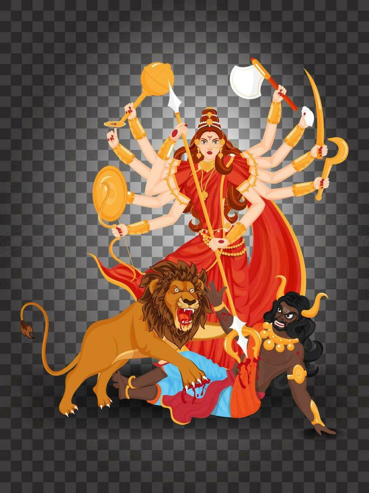 Indian Goddess Durga Maa Character. vector