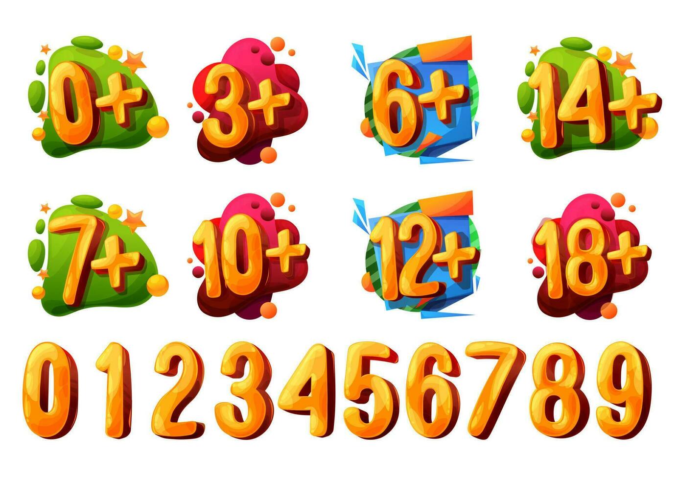 Age limit and restriction cartoon icons and signs vector