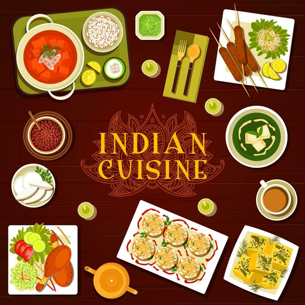 Indian food restaurant meals menu cover vector