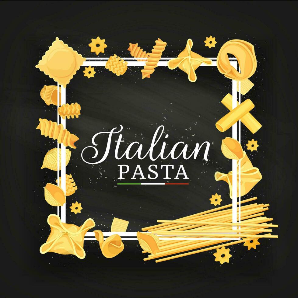 Italian cuisine pasta and spaghetti vector frame