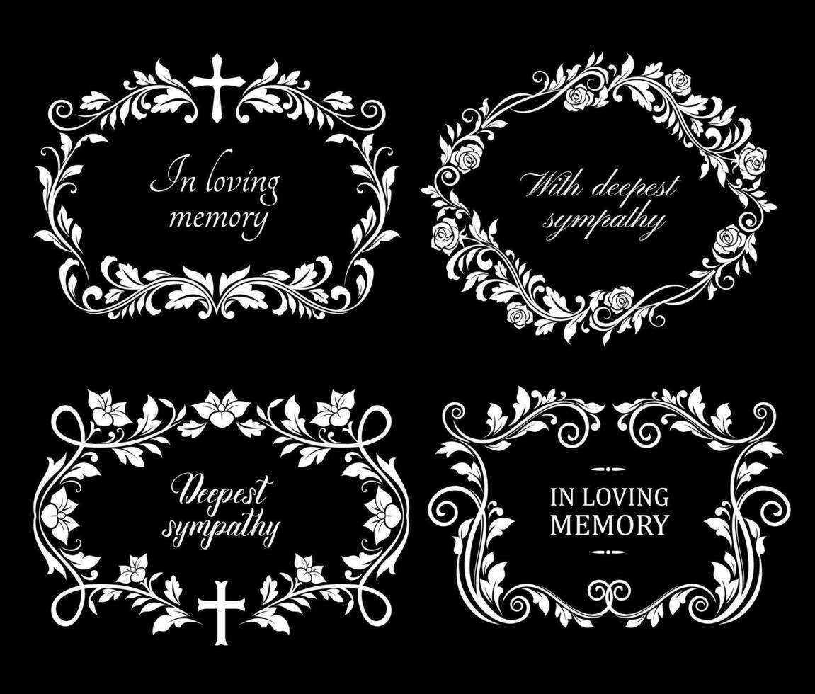 funeral flores guirnalda condolencia muerte floral q.e.p.d vector